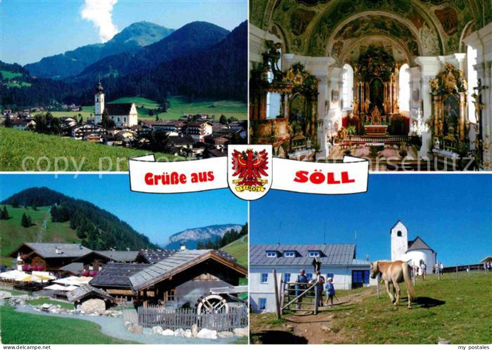 72771032 Soell Tirol Teilansichten Kirche Innenansicht Haflinger Pferde Soell Ti - Autres & Non Classés