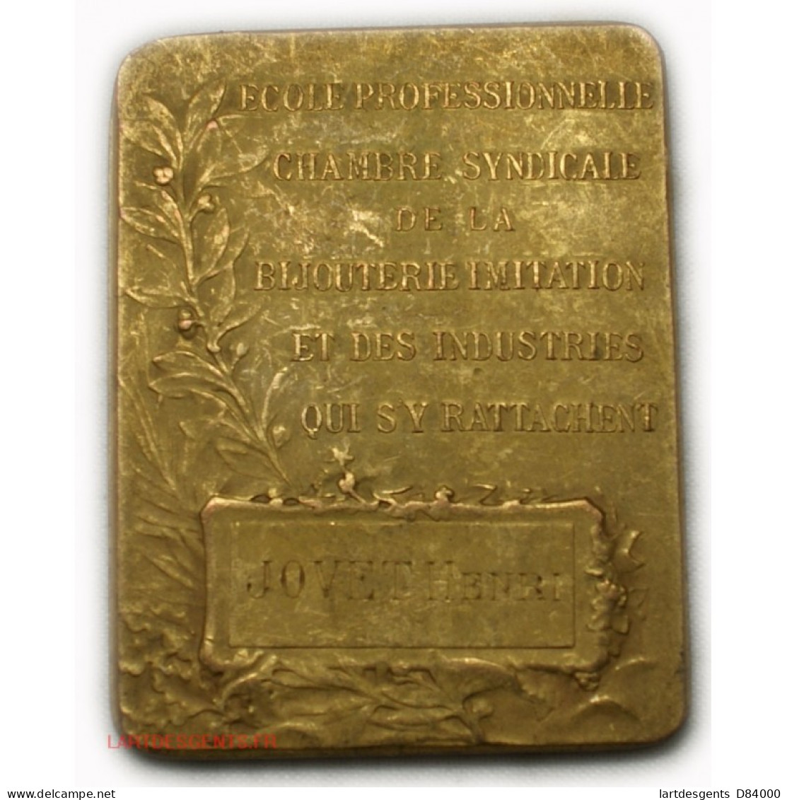 MEDAILLE Plaque école Prof. De La Bijouterie Par F. RASUMNY - Adel