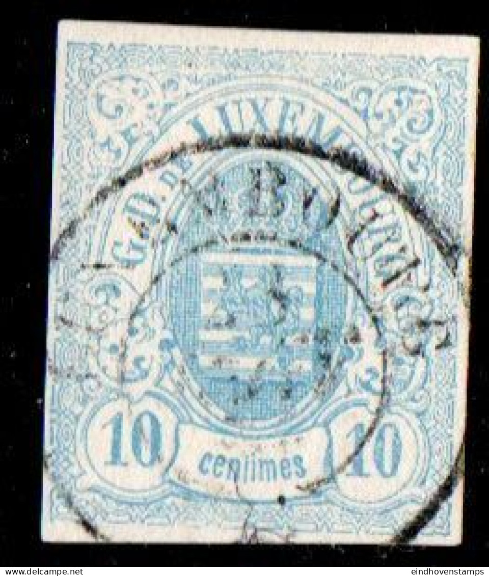 Luxemburg 1859 10 C Light Blue - 1859-1880 Wapenschild