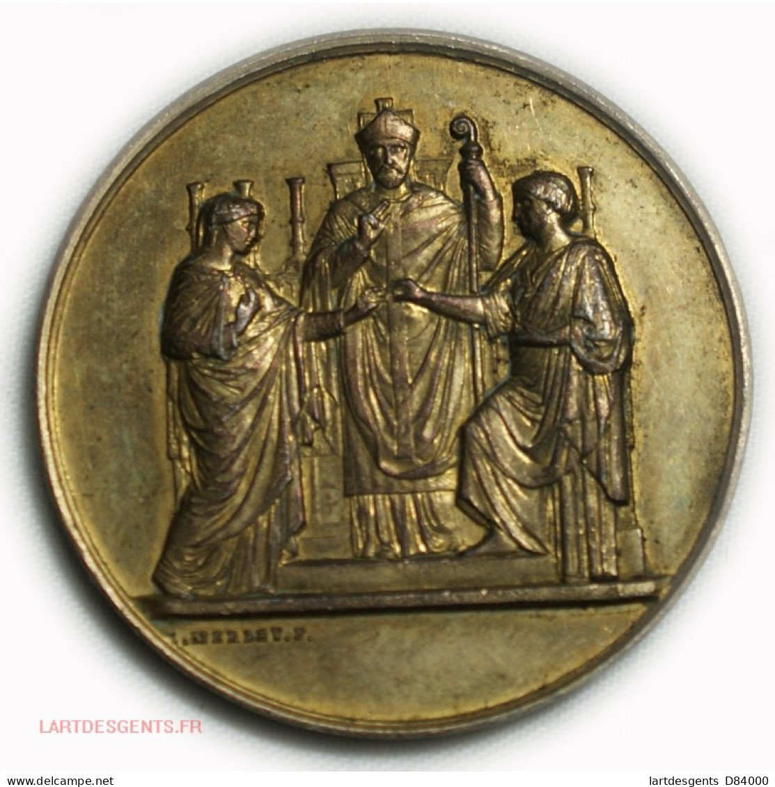 Médaille Argent Doré Marige Par L. MERLEY.F,  Lartdesgents - Adel