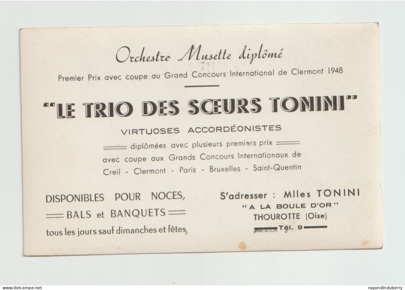 CPA PHOTO - 60 - THOUROTTE - Carte Dédicaccée Par Le "TRIO DES SOEURS TONINI" Virtuoses Accordéonistes à "LA BOULE D'OR" - Thourotte