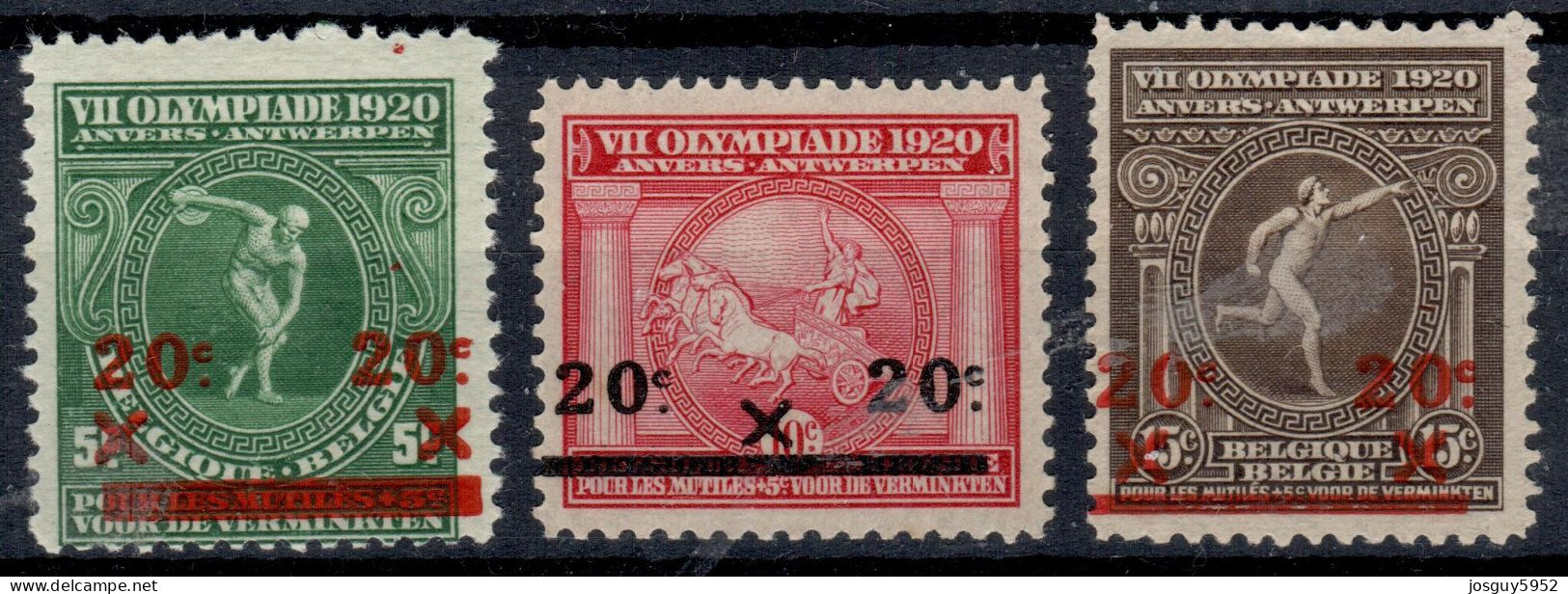 BELGIE 1921 - VIIe OLYMPIADE TE ANTWERPEN - N° 184 TOT 186 - MNH** - 1921-1925 Montenez Pequeño