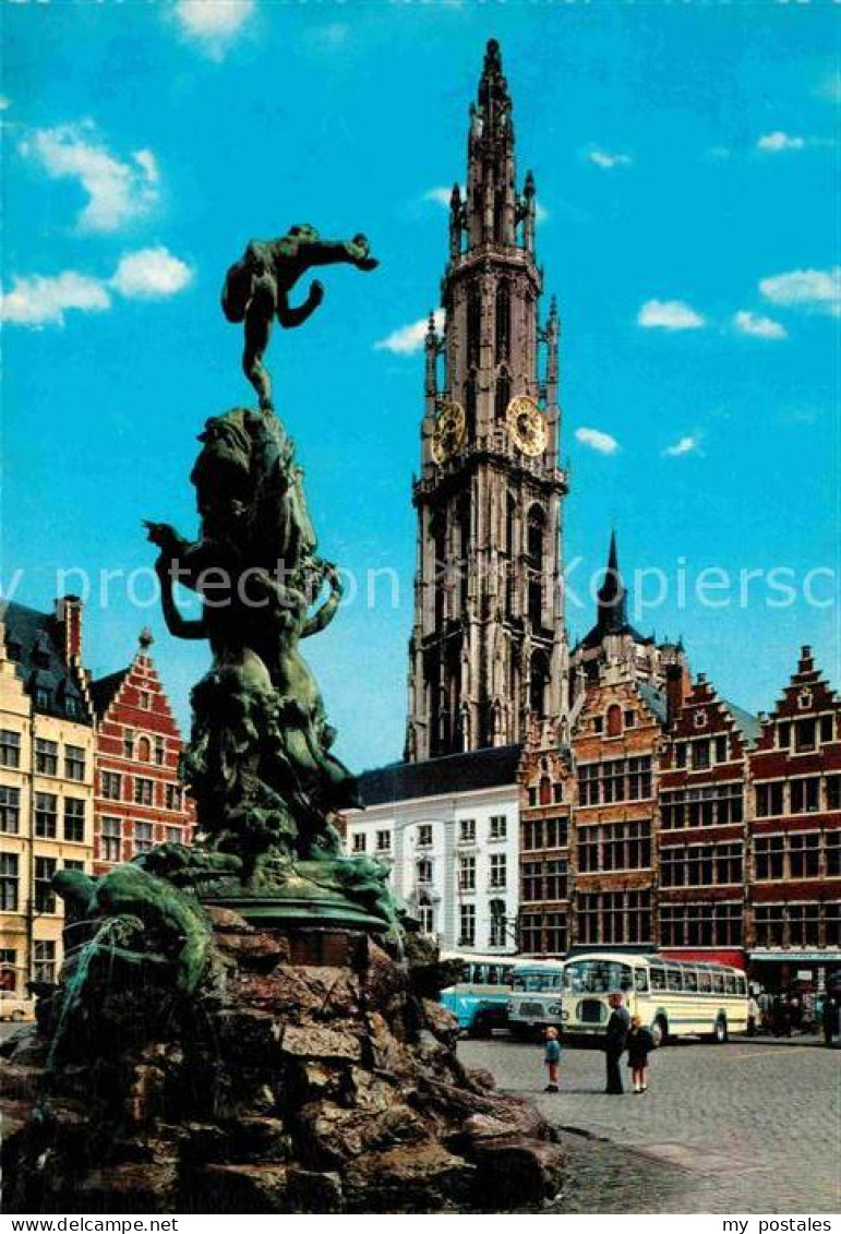 72770381 Antwerpen Anvers Grote Markt Brabo En Kathedraal Markt Brabo Kathedrale - Antwerpen