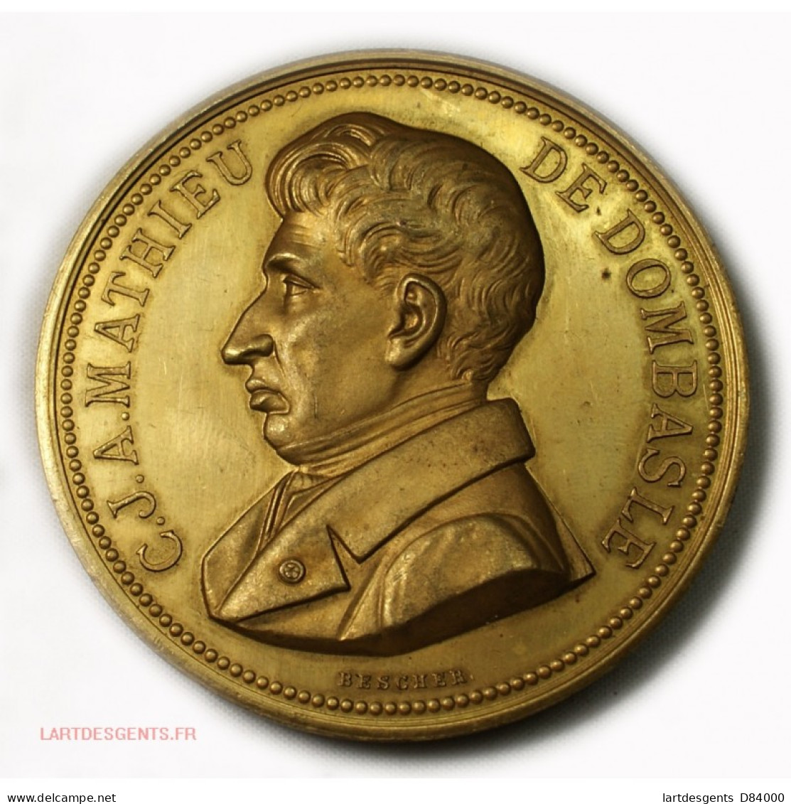 Médaille Cuivre Doré C.J.A. MATHIEU DE DOMBASLE - Royal / Of Nobility