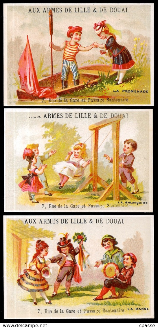 (Lot De 3) CHROMO "AUX ARMES De LILLE & De DOUAI" (Chapellerie BROSSARD) 59 LILLE Nord (voir état) - Altri & Non Classificati