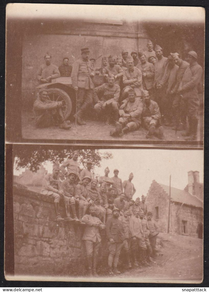 Photographie Militaria Soldats Première Guerre Mondiale WW1 Voiture Uniformes Poilus Chemin Des Dames? Aisne? 6 X 9 Cm - Guerre, Militaire
