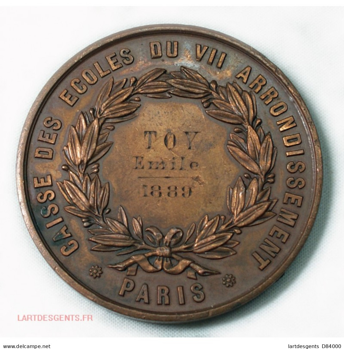 Médaille Caisse Des écoles Du VII Arrondissement Paris 1889 Par BONDELET - Royal / Of Nobility