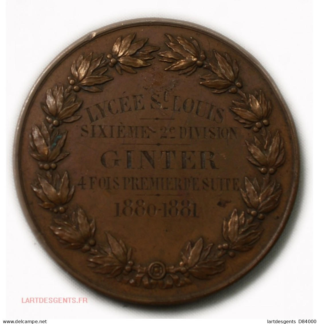 Médaille Lycée ST LOUIS 4 Fois Premier De Suite 1880-1881, Par BRENET - Royal / Of Nobility