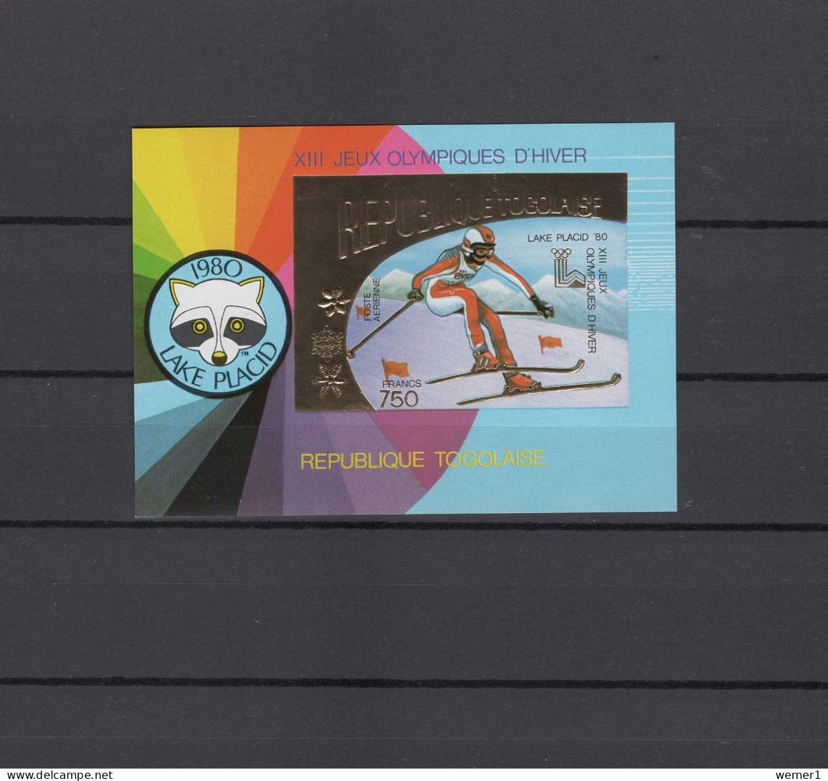 Togo 1980 Olympic Games Lake Placid Gold S/s Imperf. MNH -scarce- - Hiver 1980: Lake Placid