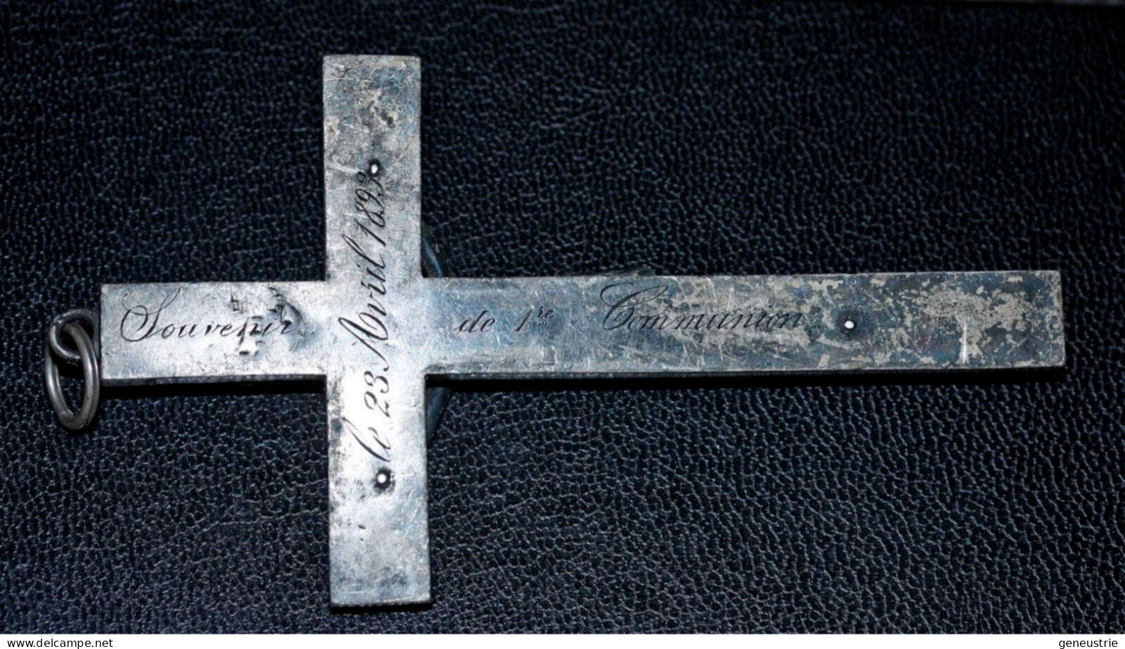 Belle Médaille Croix Pectorale Religieuse Fin XIXe (1893) Argent 800 Et Nacre "Crucifix" - Religion &  Esoterik