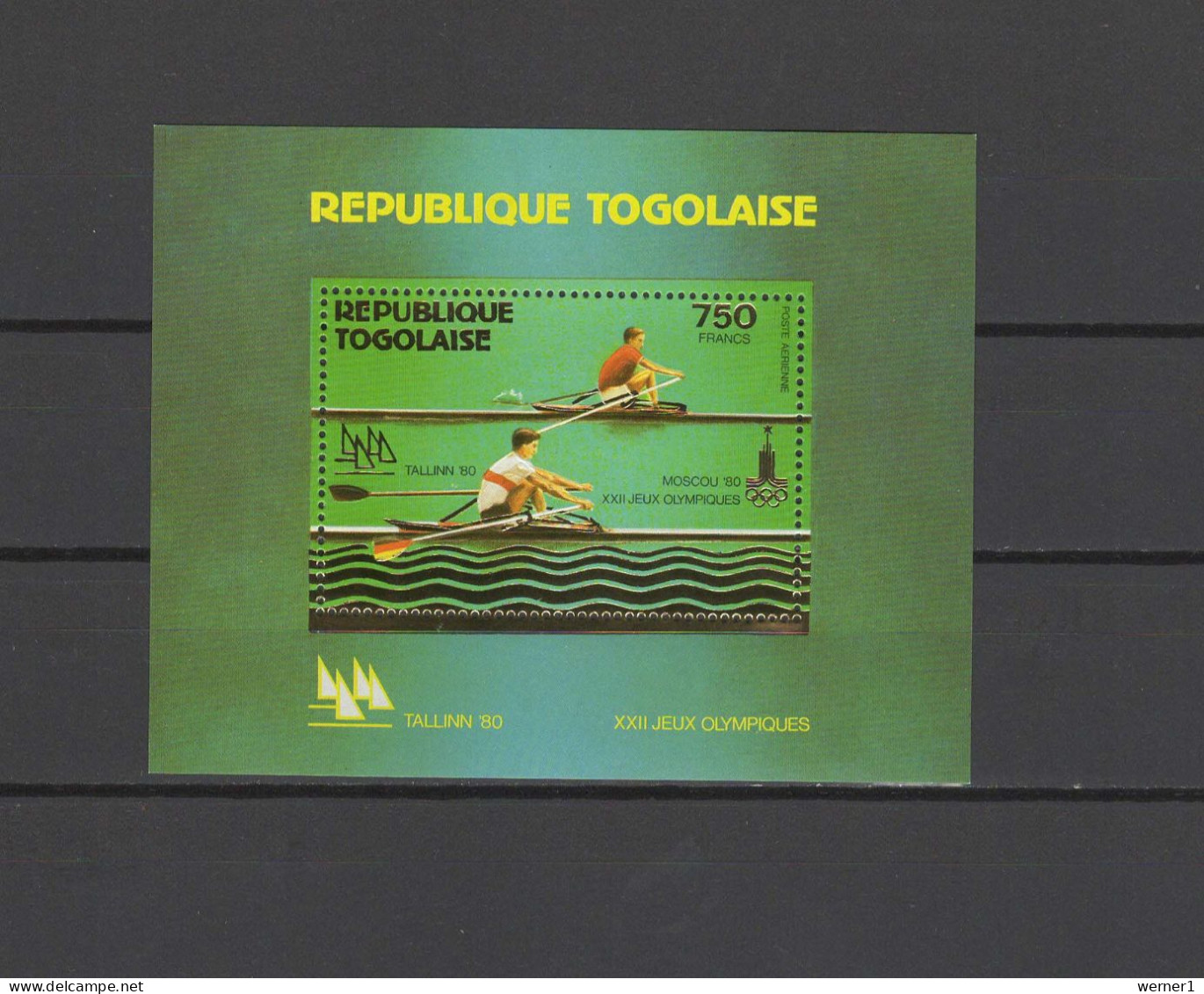 Togo 1980 Olympic Games Moscow, Rowing Gold S/s MNH -scarce- - Summer 1980: Moscow