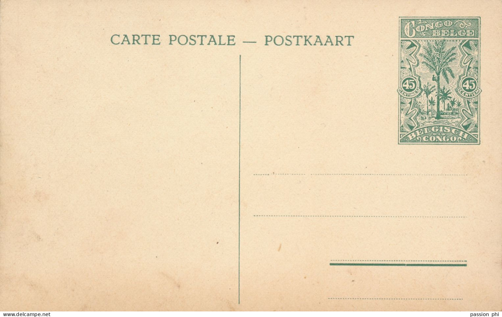 BELGIAN CONGO  PPS SBEP 66 VIEW 13 UNUSED - Stamped Stationery