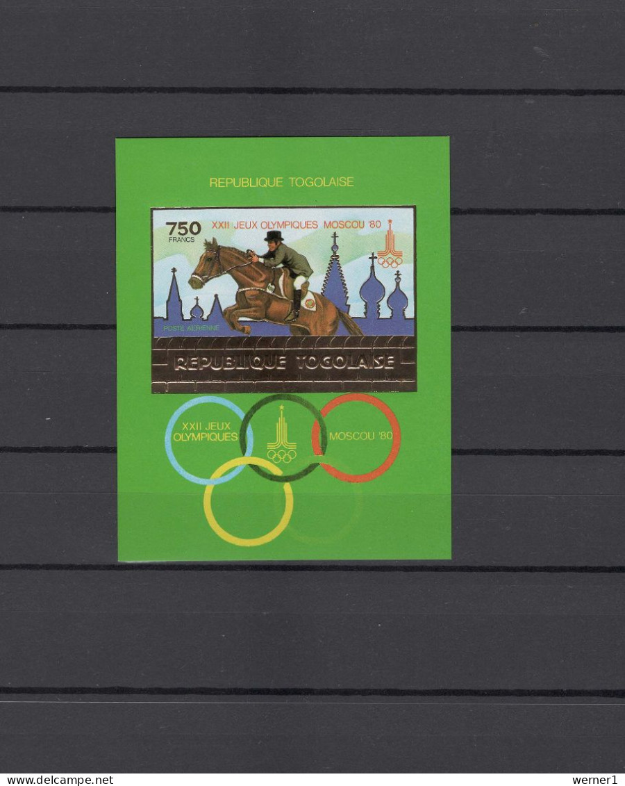 Togo 1980 Olympic Games Moscow, Equestrian Gold S/s Imperf. MNH -scarce- - Ete 1980: Moscou