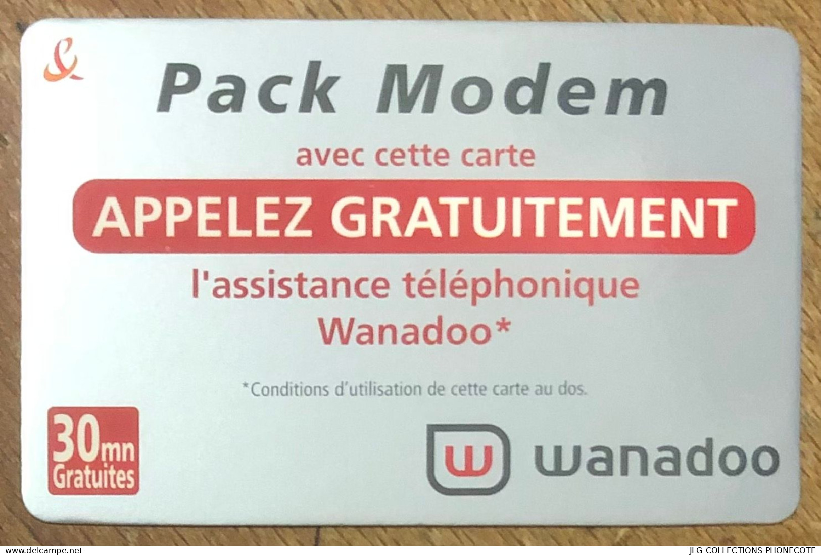 TICKET TÉLÉPHONE WANADOO PACK MODEM 19/07/2003 SPÉCIMEN PREPAID PREPAYÉE CALLING CARD TELECARTE SCHEDA PHONE CARD - Tickets FT