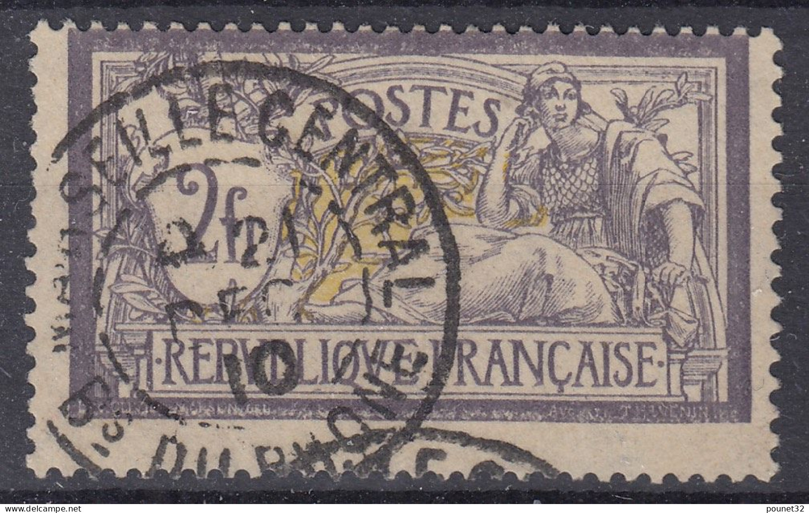 TIMBRE FRANCE MERSON 2Fr VIOLET N° 122 BELLE OBLITERATION CHOISIE - COTE 90 € - 1900-27 Merson