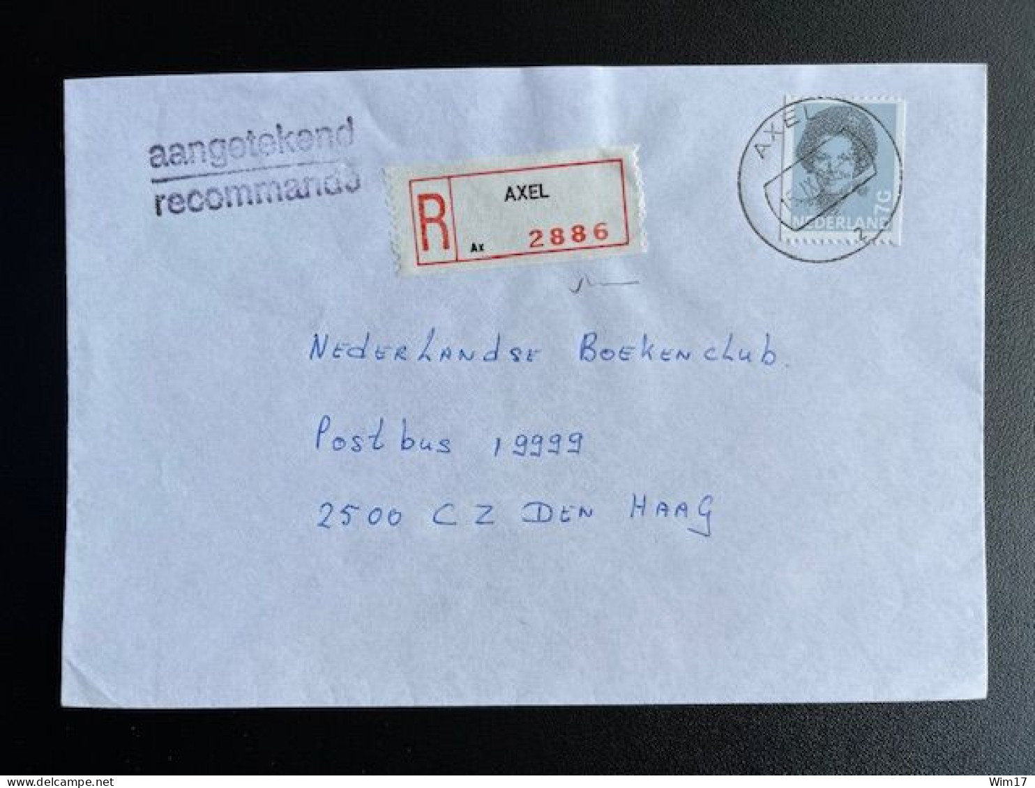 NETHERLANDS 1987 REGISTERED LETTER AXEL TO 'S GRAVENHAGE 15-09-1987 NEDERLAND AANGETEKEND - Cartas & Documentos