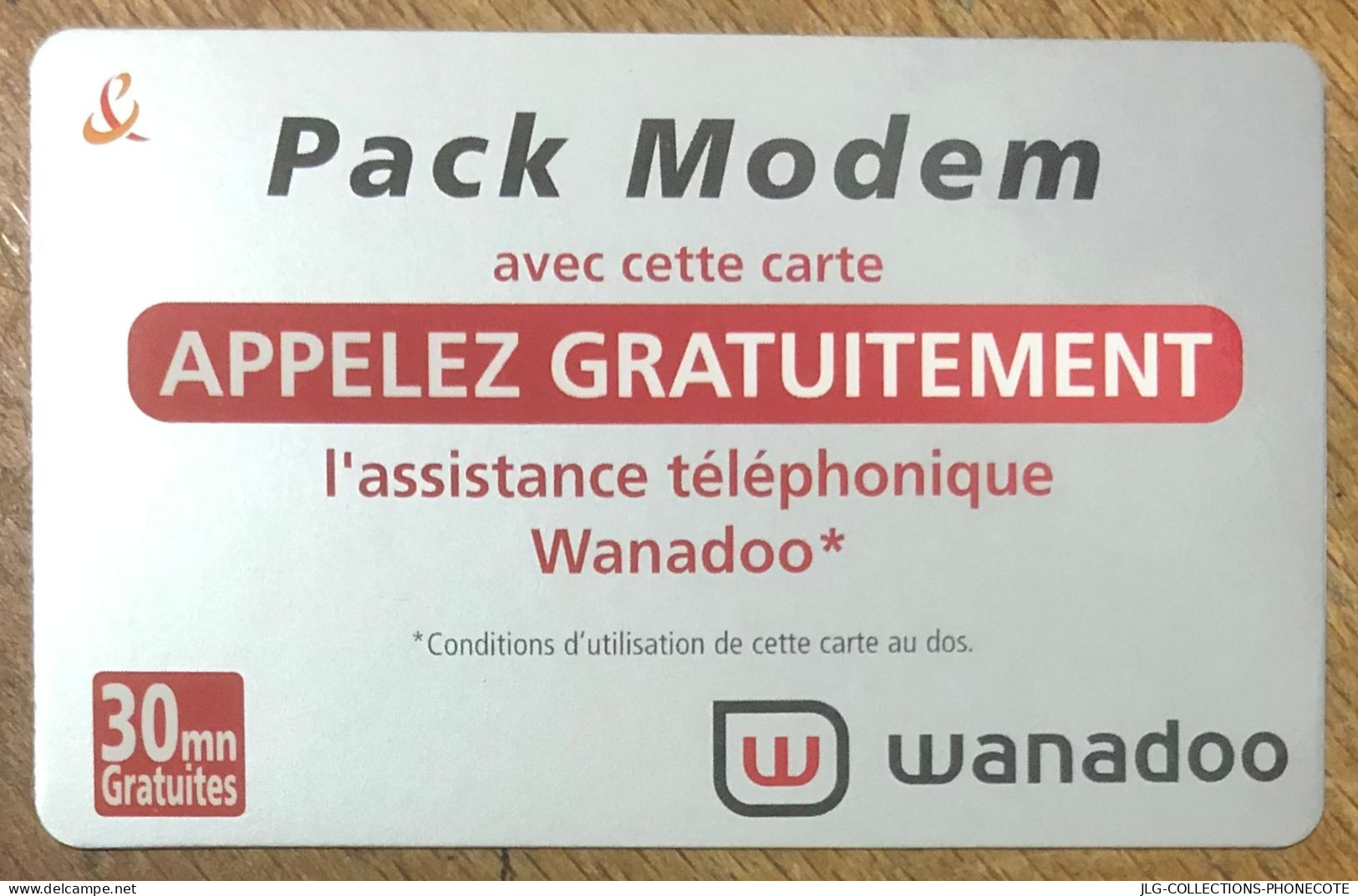 TICKET TÉLÉPHONE WANADOO PACK MODEM 03/01/2004 SPÉCIMEN PREPAID PREPAYÉE CALLING CARD TELECARTE SCHEDA PHONE CARD - FT