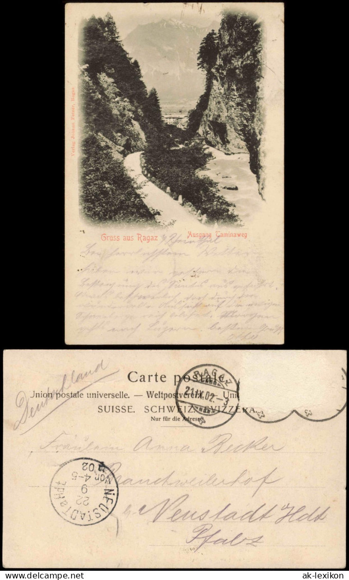 Ansichtskarte Bad Ragaz Taminaweg 1902 - Other & Unclassified