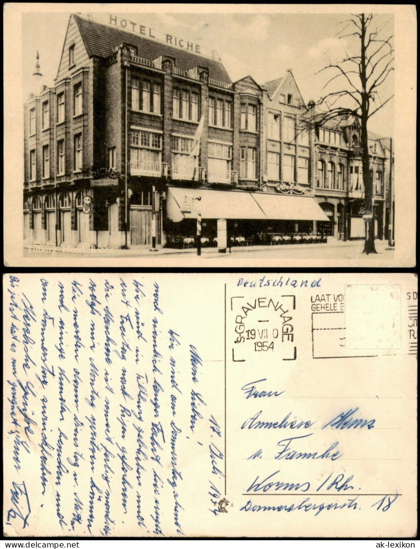 Postkaart Tilburg Hotel Riche 1954 - Tilburg