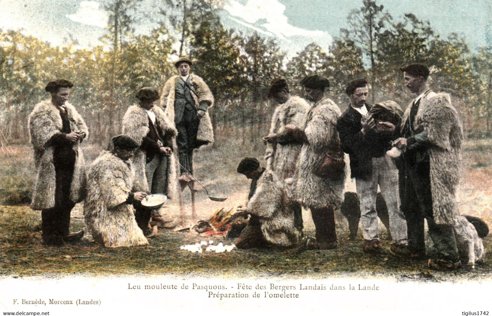 Fête Des Bergers Landais Dans La Lande. Préparation De L'omelette Leu Mouleute De Pasquous - Autres & Non Classés