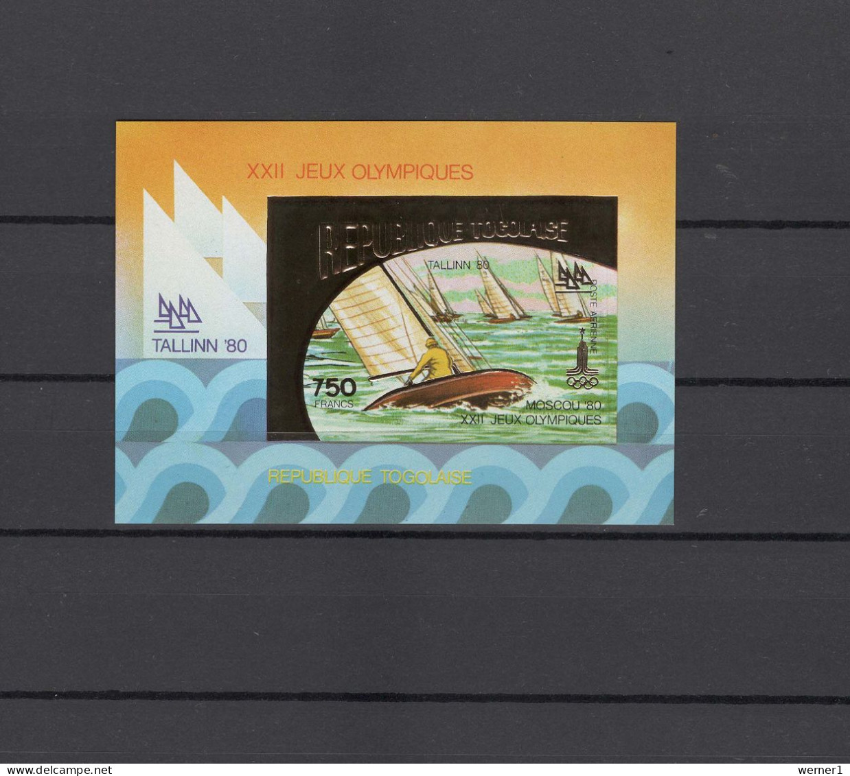 Togo 1980 Olympic Games Moscow, Sailing Gold S/s Imperf. MNH -scarce- - Sommer 1980: Moskau