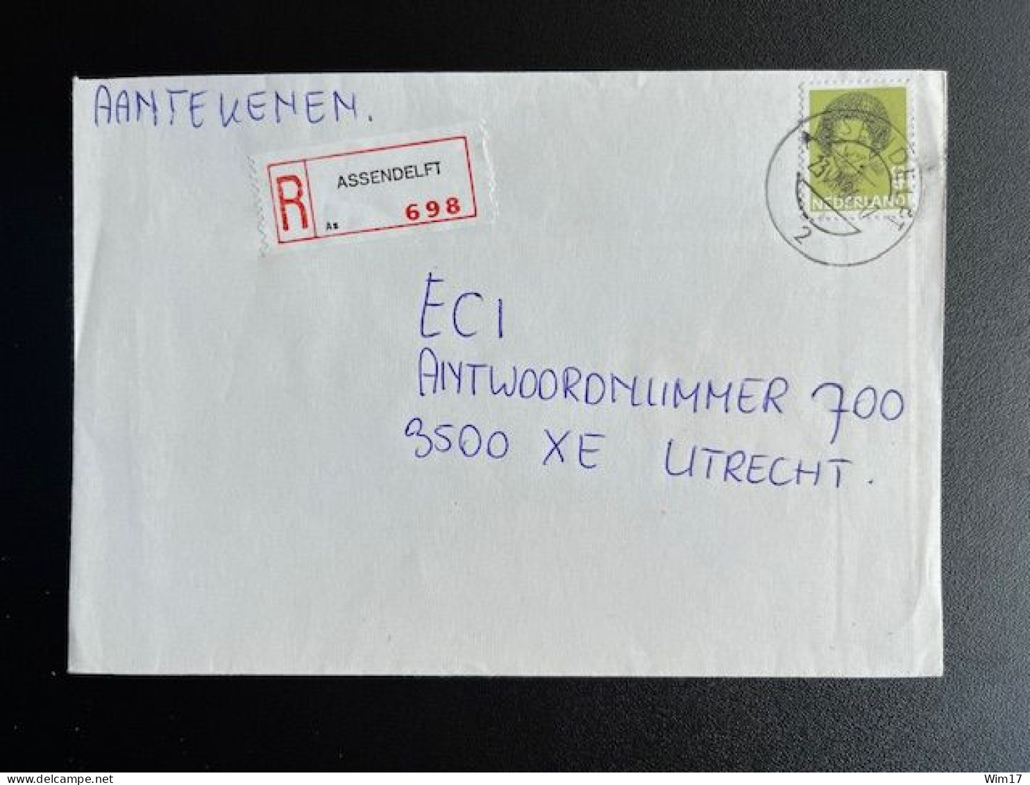 NETHERLANDS 1986 REGISTERED LETTER ASSENDELFT TO UTRECHT 23-07-1986 NEDERLAND AANGETEKEND - Storia Postale