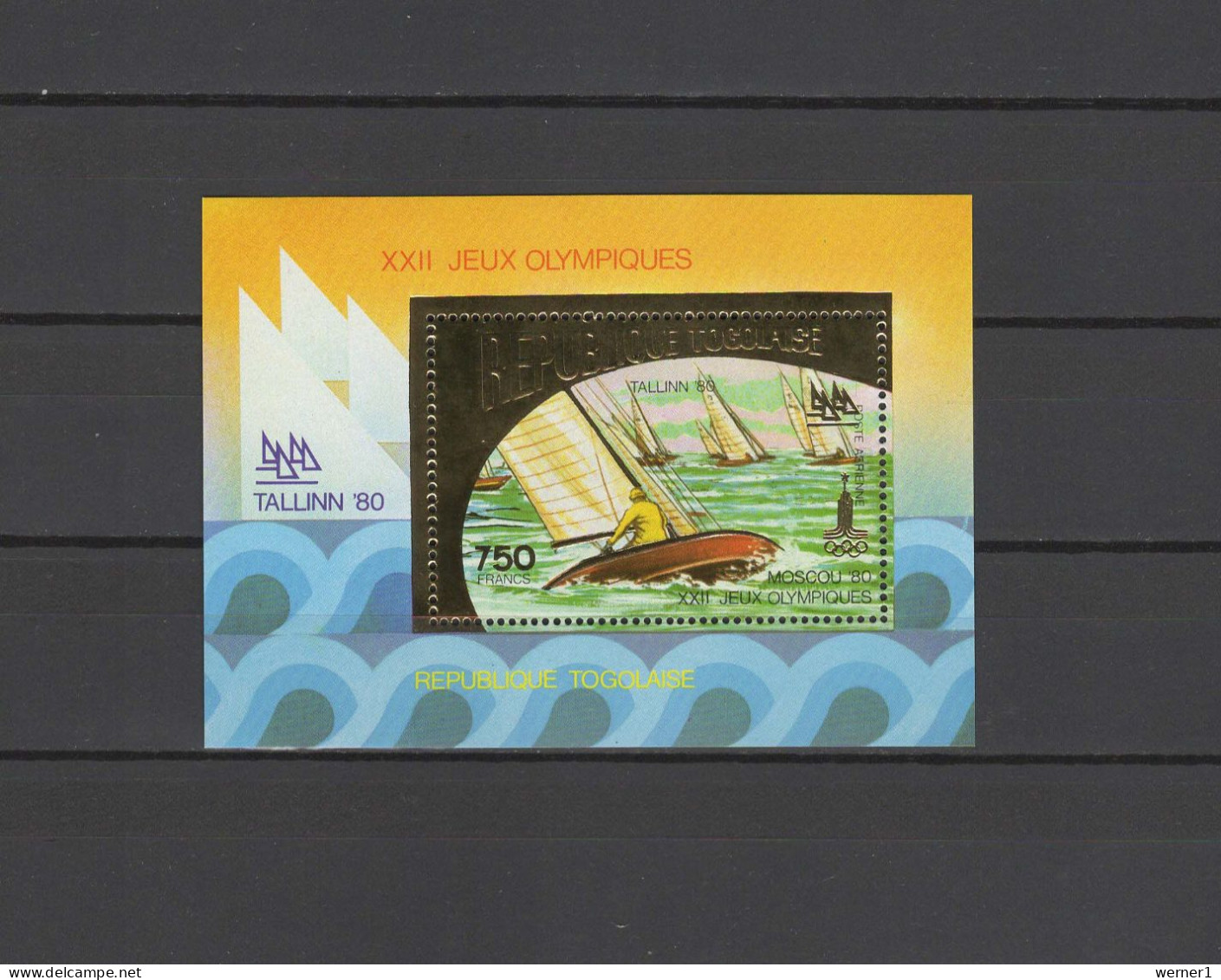 Togo 1980 Olympic Games Moscow, Sailing Gold S/s MNH -scarce- - Sommer 1980: Moskau