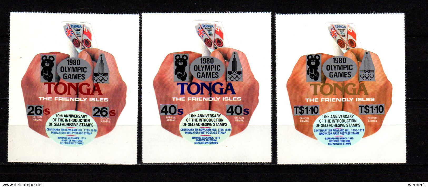 Tonga 1980 Olympic Games Moscow, Set Of 3 Officials MNH - Zomer 1980: Moskou