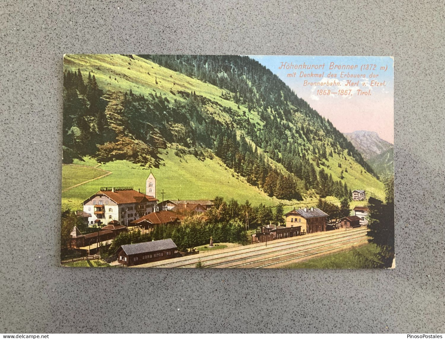 Hohenkurort Brenner Mit Denkmal Des Erbauers Der Brennerbahn Carte Postale Postcard - Autres & Non Classés