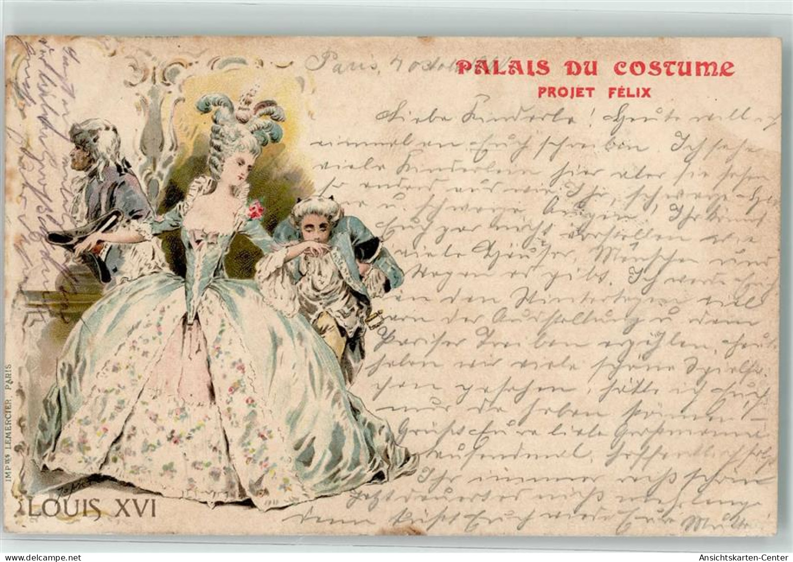 39292409 - Palais Du Costume - Projet Felix - Louis XVI - Handkuss Lithographie - Moda