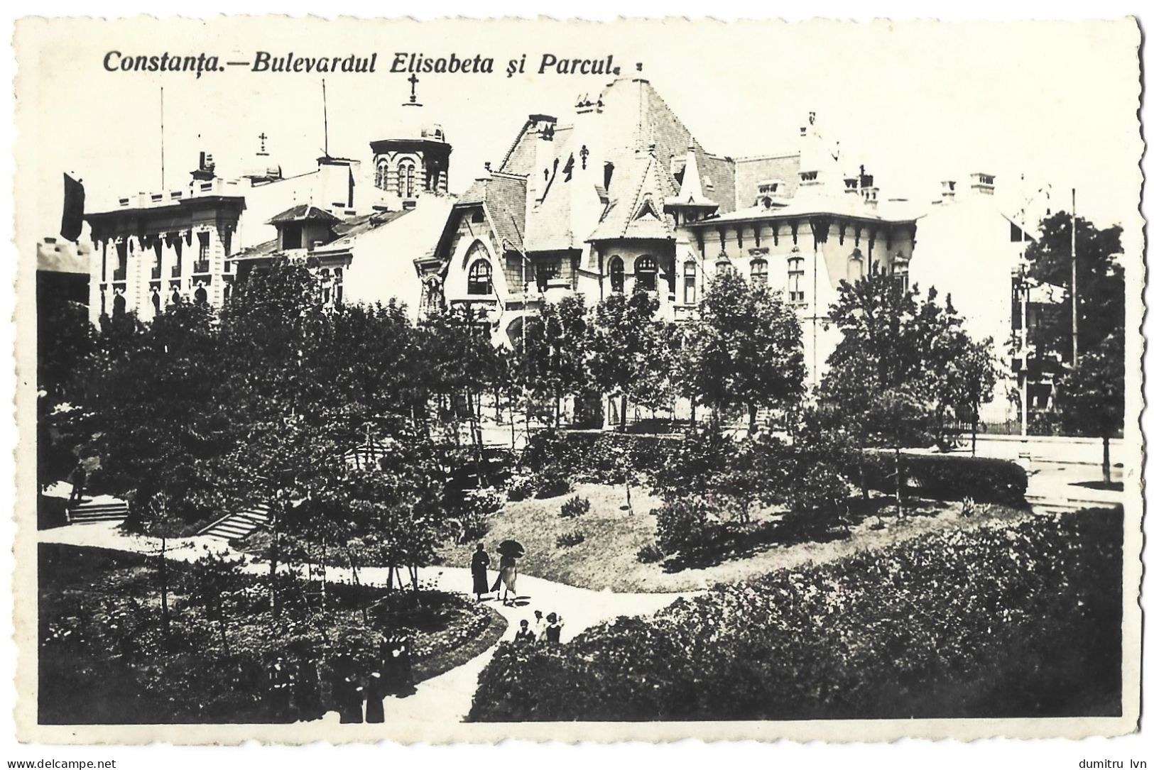 ROMANIA 1936 CONSTANTA - ELISABETA BOULEVARD AND THE PARK, BUILDINGS, ARCHITECTURE, PEOPLE - Rumänien