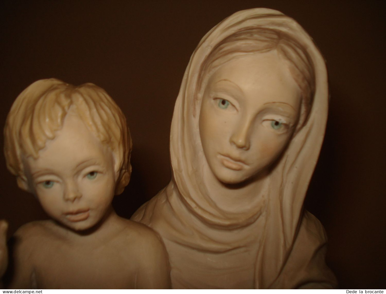 O20 / Statue Vierge à L'enfant  En Résine - ( Avec Poudre De Marbre ?? ) - H: 30 Cm - 1,6 Kg - TBE - Religiöse Kunst