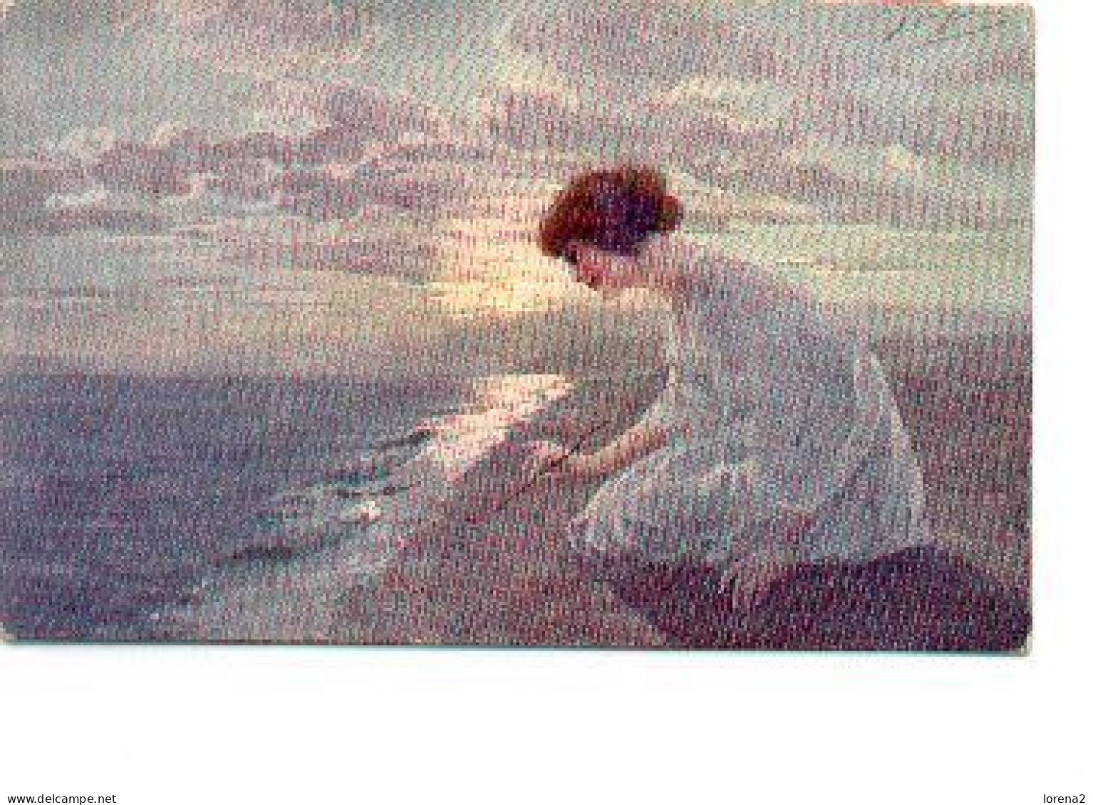 Postal Cartolina Pastele. Mujer En La Playa . 7-649 - Sin Clasificación