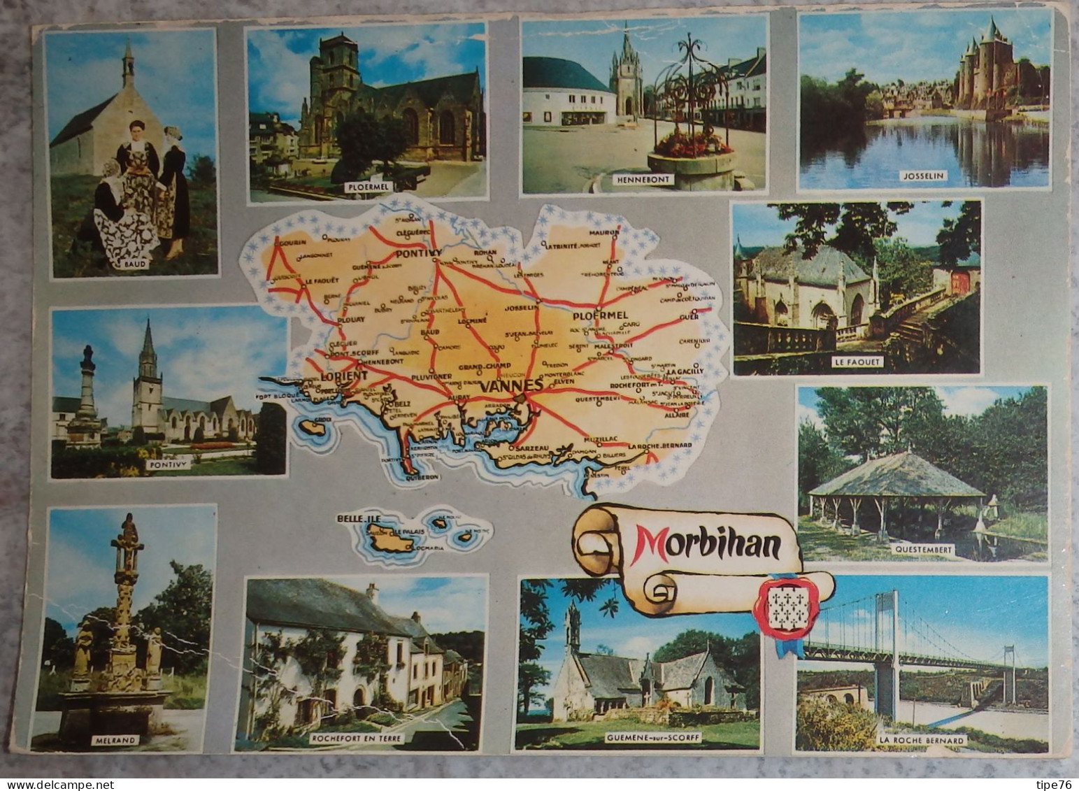 56 Morbihan CPM  Carte Géographique Multivues - Autres & Non Classés