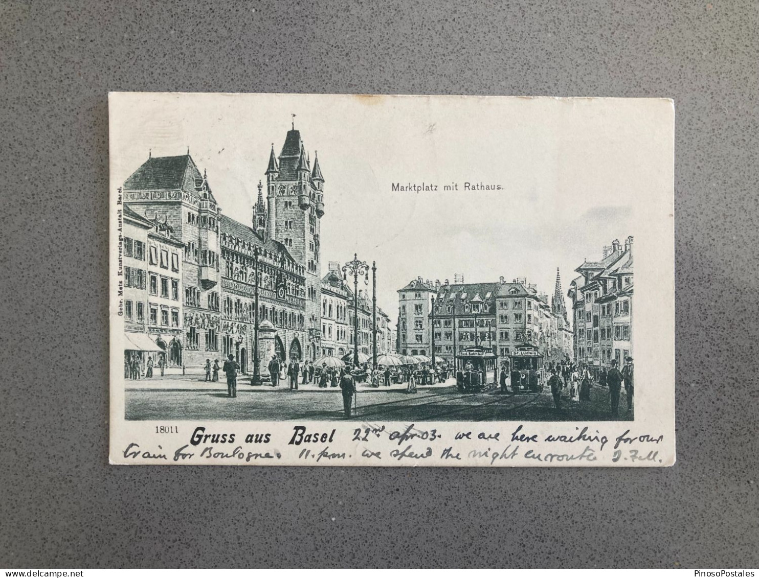 Gruss Aus Basel Marketplatz Mit Rathaus Carte Postale Postcard - Bâle