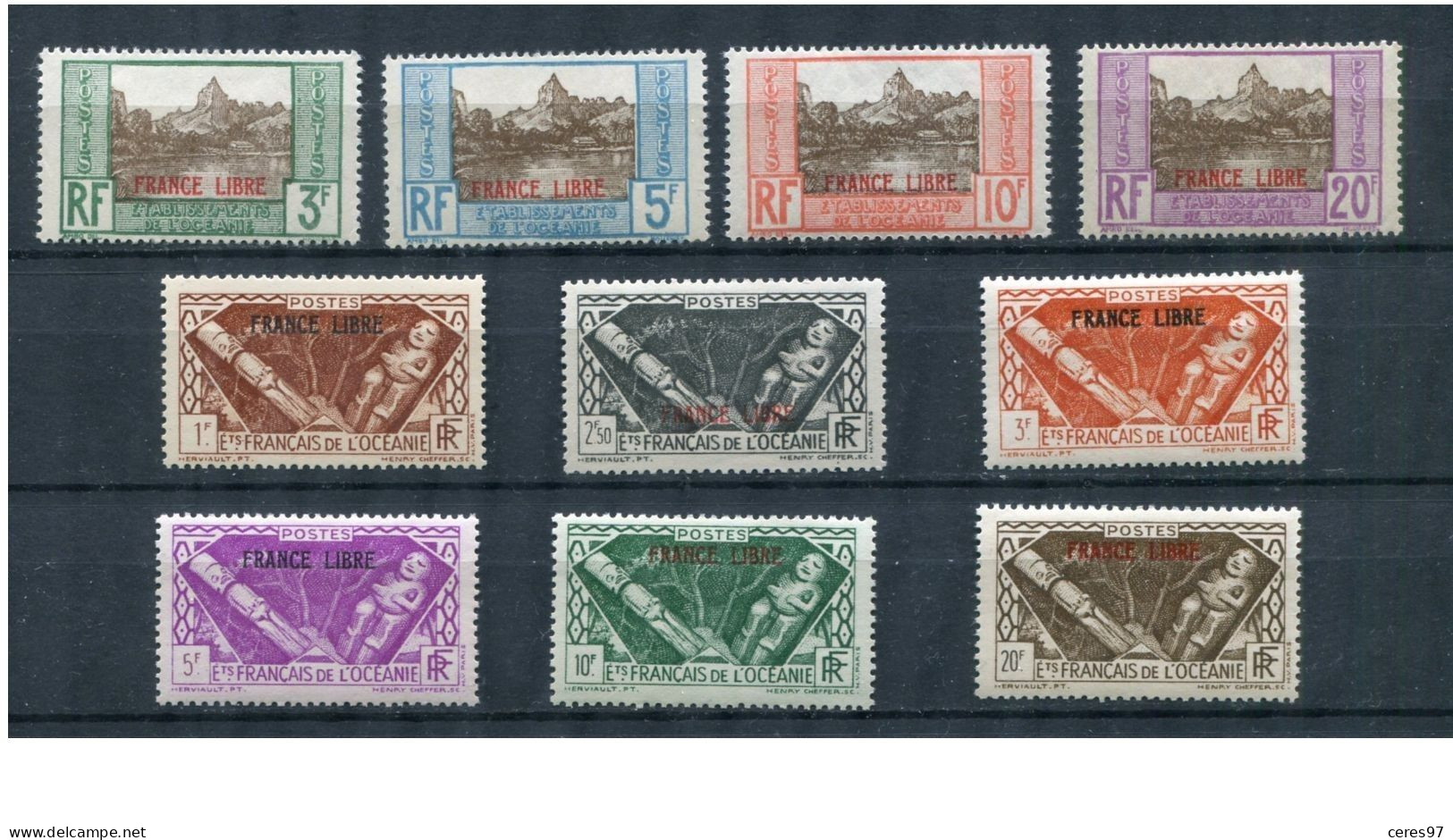 Océanie France Libre 140/149 ** MNH  LUXE  Cote Yvert & Téllier 2023   695€ - Ongebruikt