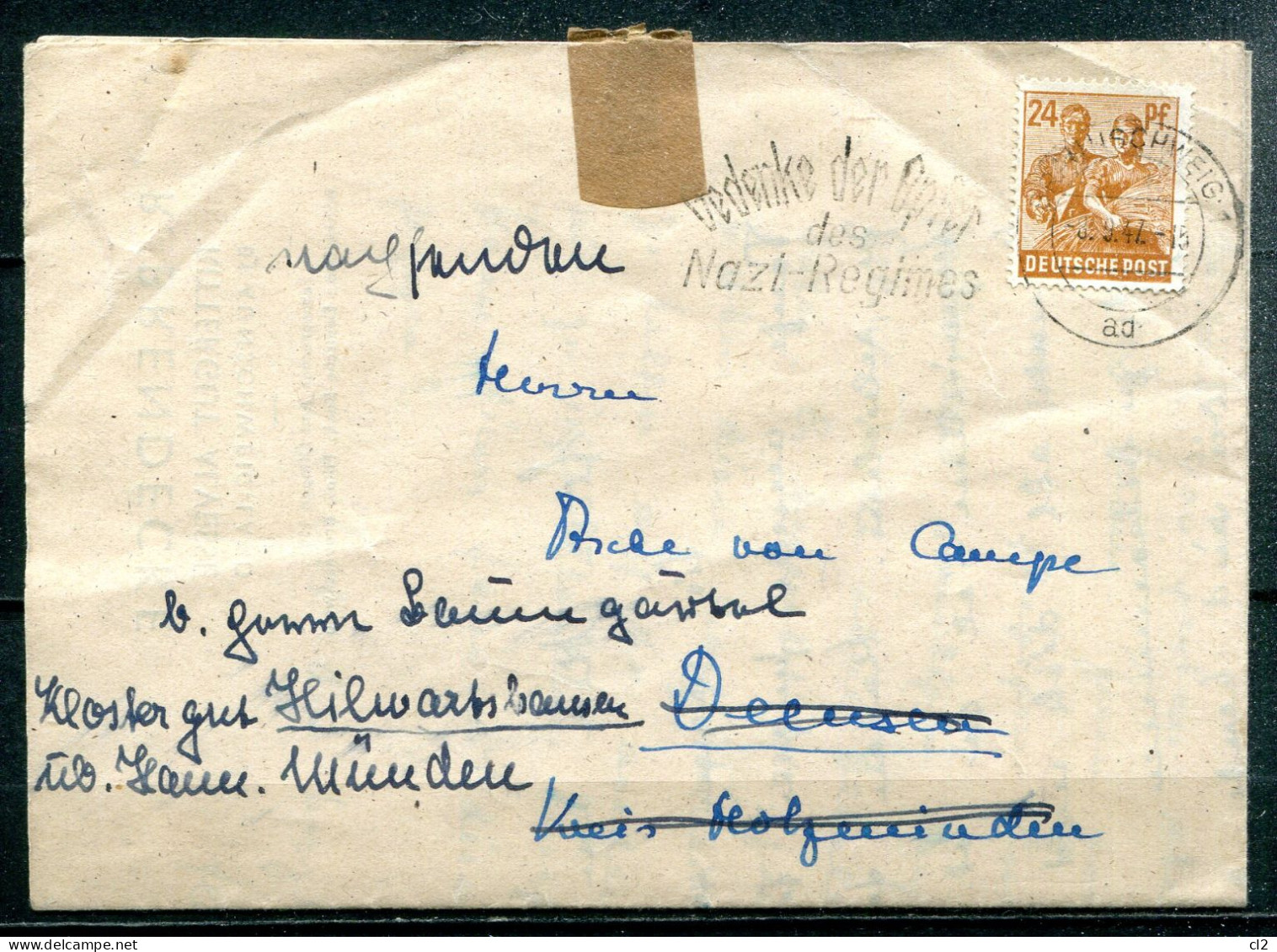 ALLEMAGNE - Zone A.A.S. - 8.9.47 - "Gedenke Der Opfer Des Nazi-Regimes" - Storia Postale