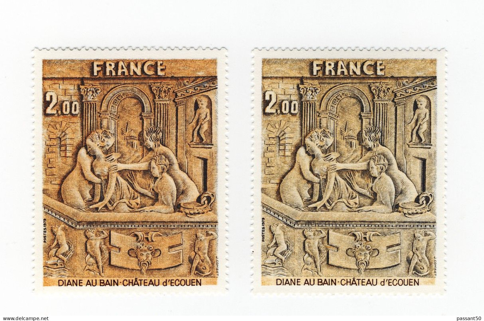 Diane Au Bain YT 2053 Bistre Orange Foncé + Pâle. Superbe, Voir Le Scan. Cotes Maury N° 2059a + 2059b : 12 €. - Unused Stamps