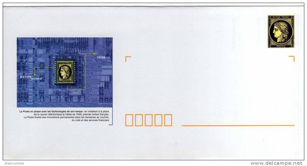 Entier Postal De Service Hors Commerce Pour Les Voeux 1999 Reprise Du Timbre Cérés De 1849 Avec La Carte - Sonderganzsachen