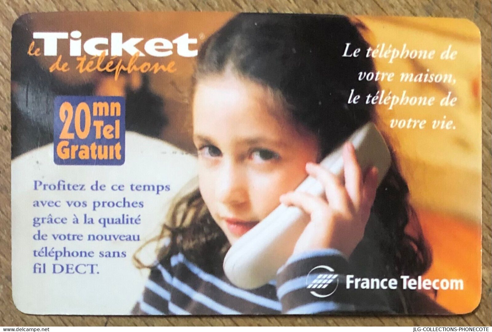 TICKET TÉLÉPHONE FRANCE TÉLÉCOM FILLETTE NEUF PREPAID PREPAYÉE CALLING CARD TELECARTE SCHEDA PHONE CARD - Biglietti FT