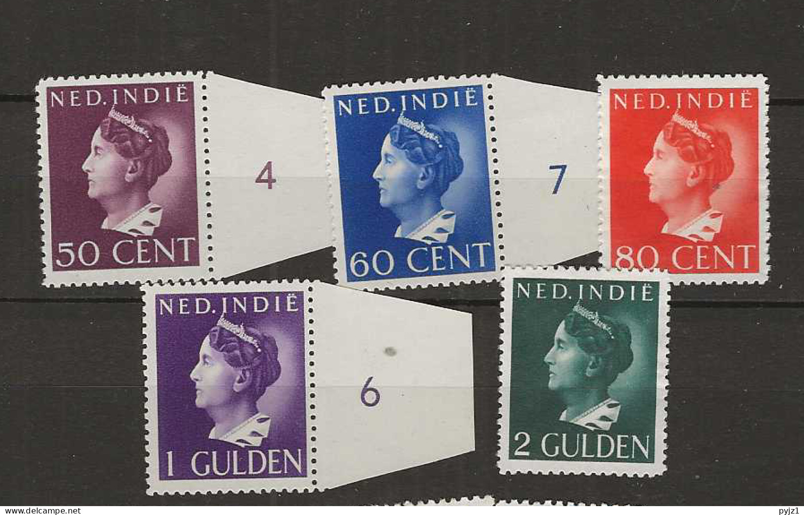 1941 MNG Nederlands Indië NVPH 282-86Da Getande Kleurproeven - Niederländisch-Indien