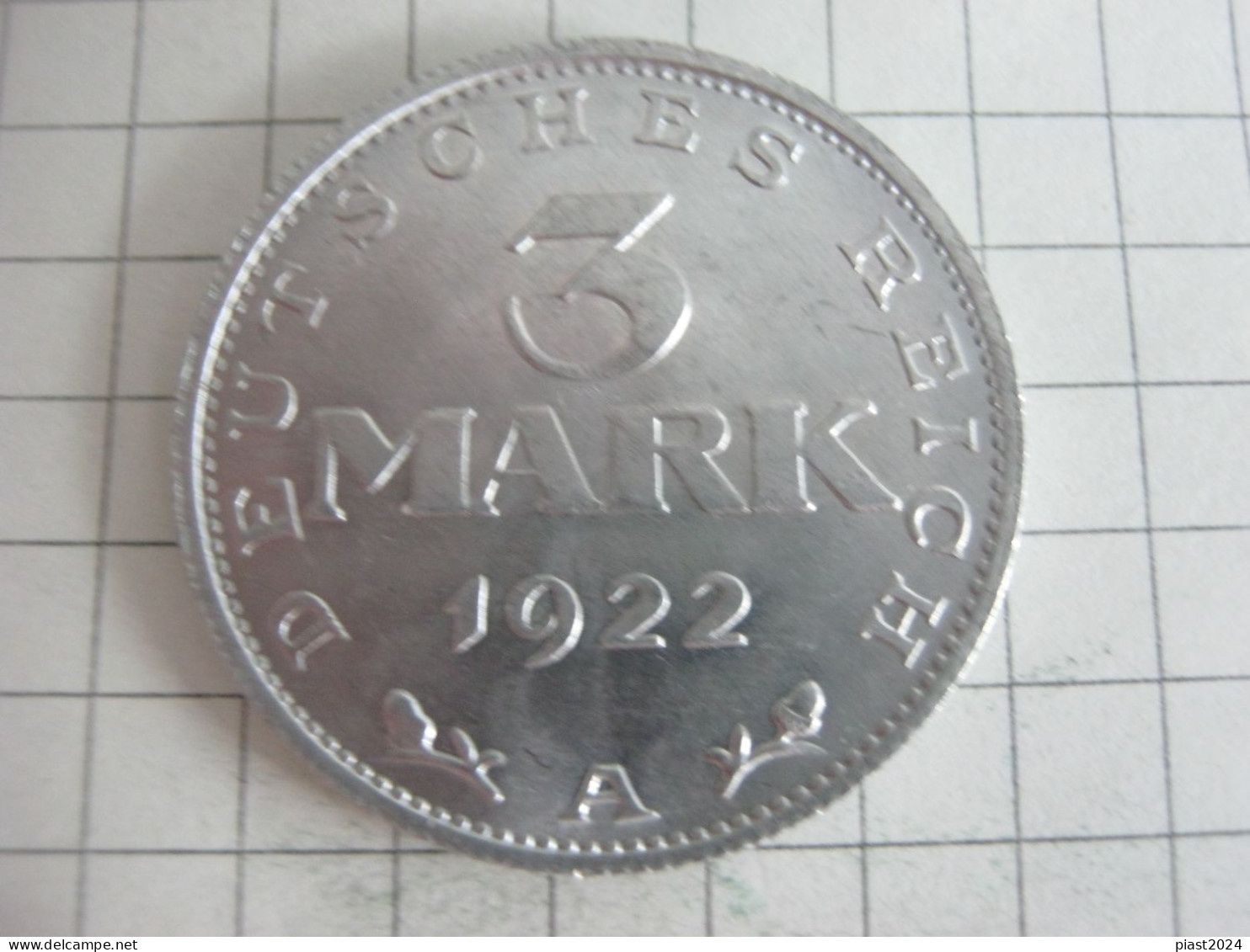 Germany 3 Mark 1922 A - 3 Mark & 3 Reichsmark