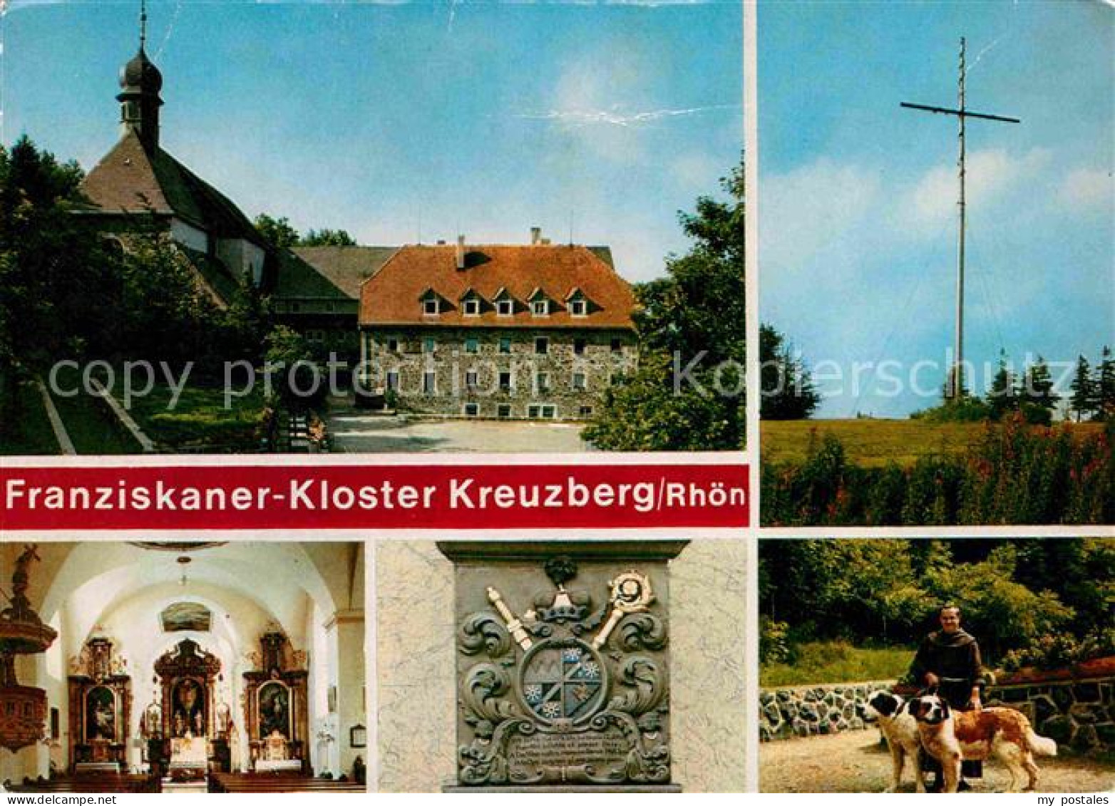 72768982 Kreuzberg Rhoen Kloster Kreuz Relief Bernhardiner Hunde Kreuzberg Rhoen - Andere & Zonder Classificatie