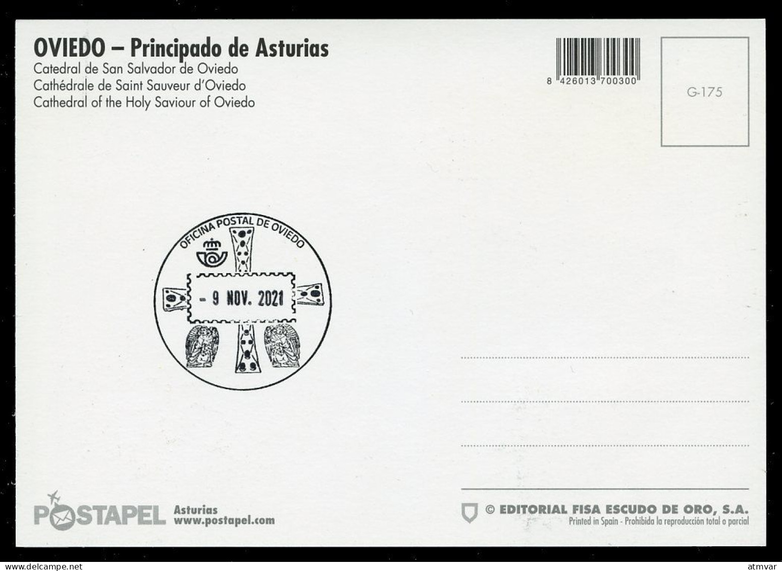 ESPAÑA (2021) Carte Maximum Card TUSELLO - Catedral San Salvador Oviedo, Cathedral, Cathedrale, Kathedrale - Cartes Maximum