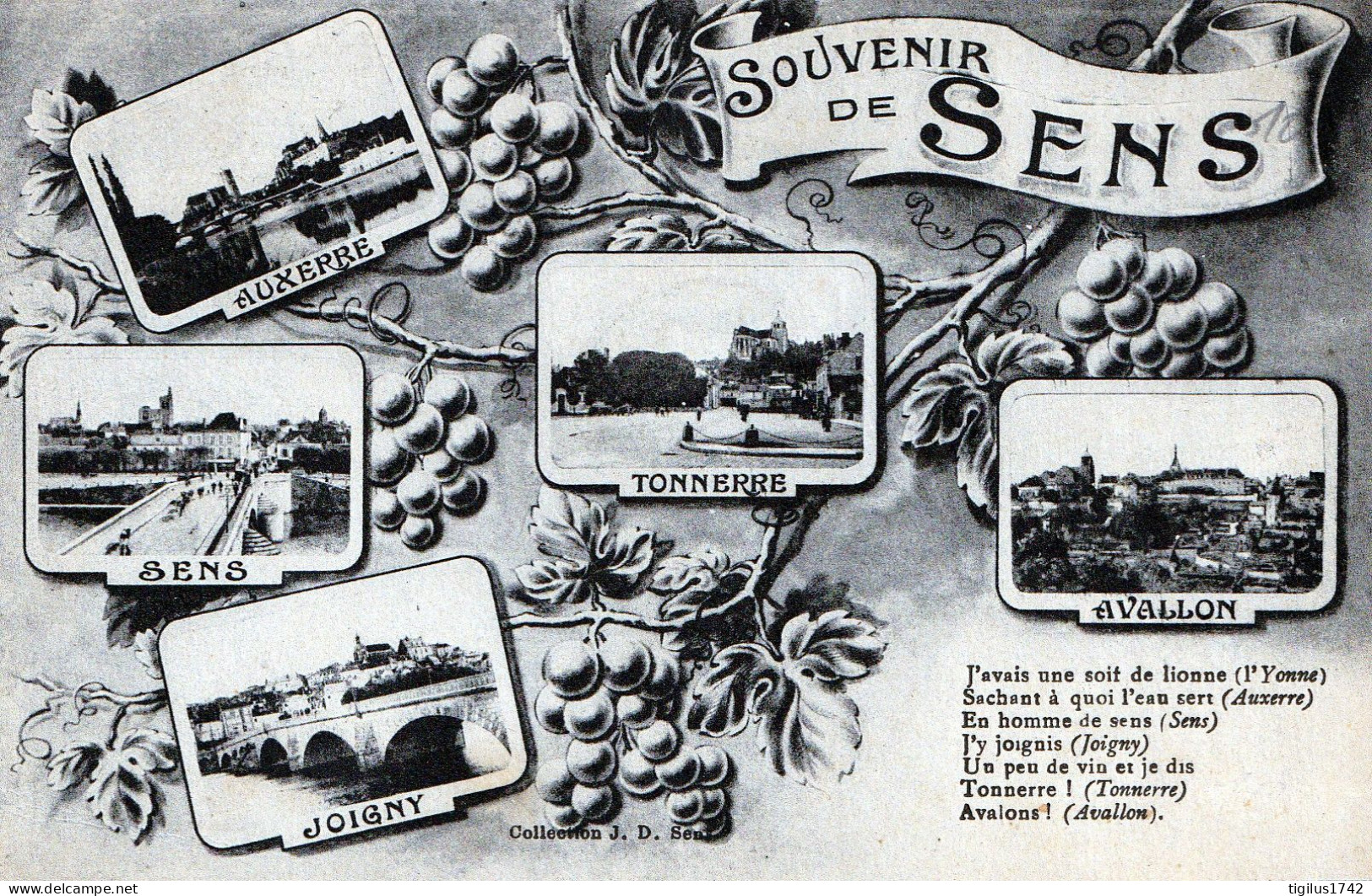 Souvenir De Sens Multi Vue De 5 Villes Auxerre, Sens, Tonnerre, Avallon, Joigny - Sens