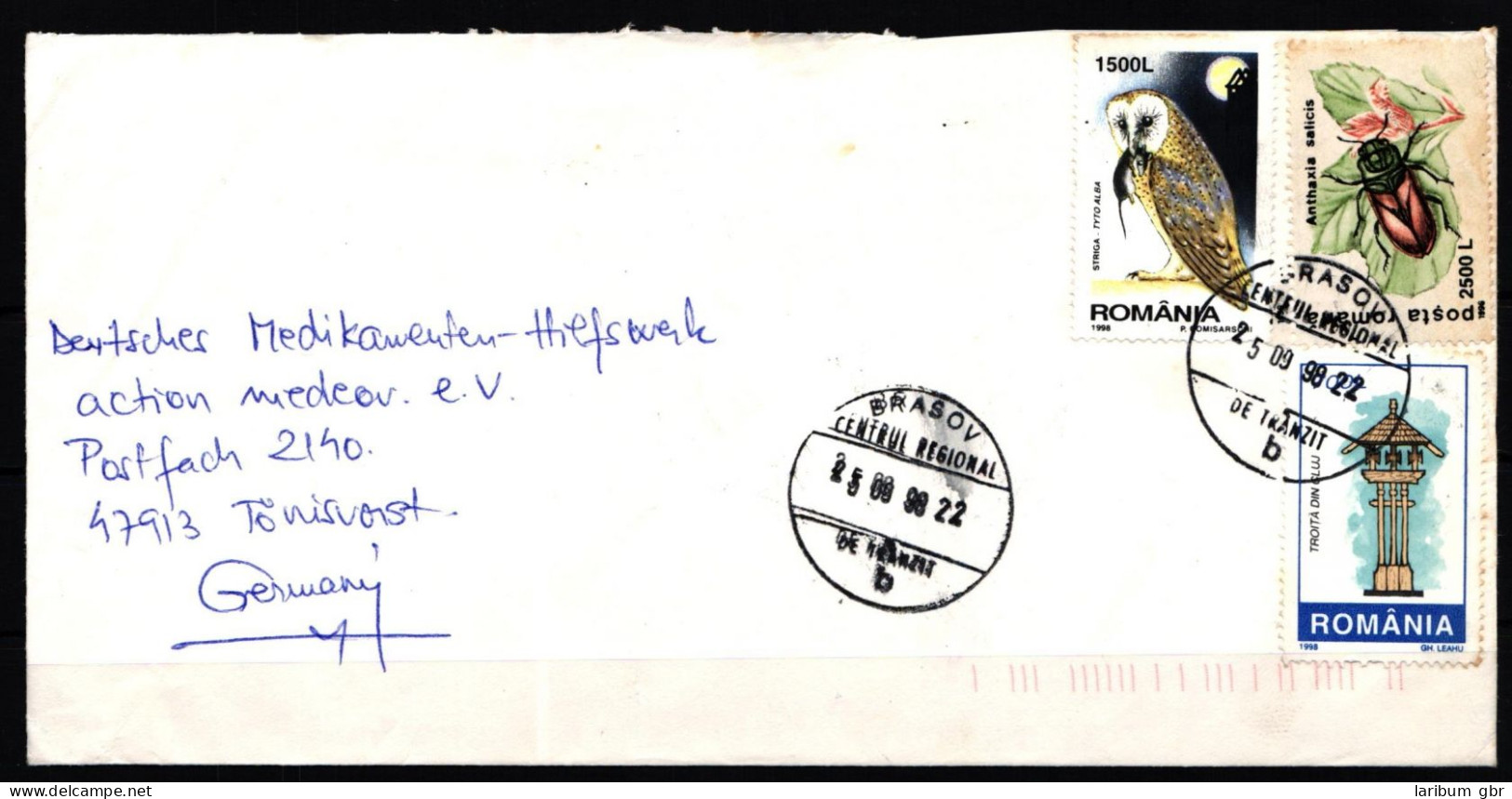 Rumänien 5326 Gestempelt Auf Brief, Eulen #KJ345 - Andere & Zonder Classificatie