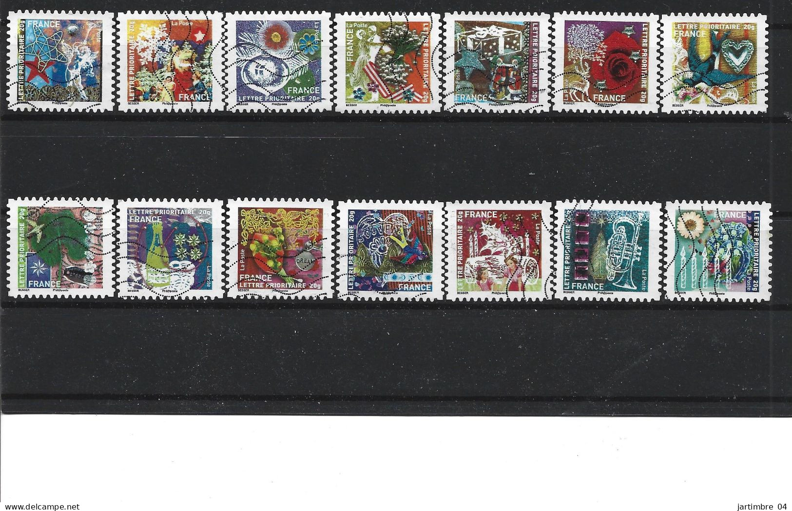 2010 FRANCE Adhesif 493-506 Oblitérés, Noël, Voeux,  Série Complète - Used Stamps