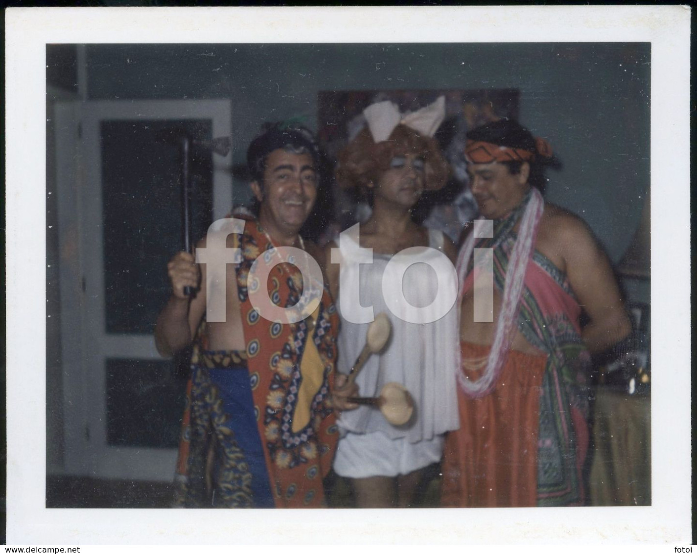 2 PHOTOS SET 60s AMATEUR PHOTO CARNIVAL MEN MAN TRAVESTI PORTUGAL Gay Int AT158 - Orte