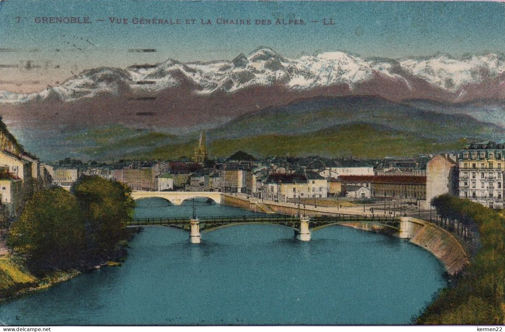 CPA 38 GRENOBLE VUE GENERALE ET LA CHAINE DES ALPES - Grenoble