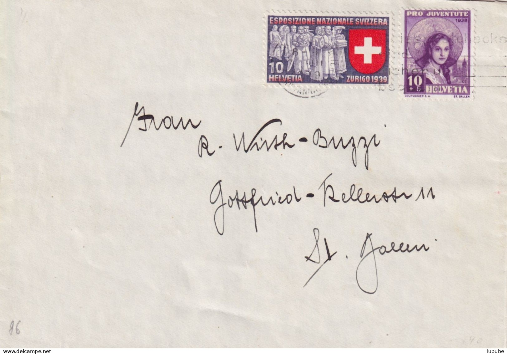 Mischfrankatur  Zürich - St.Gallen       1939 - Lettres & Documents